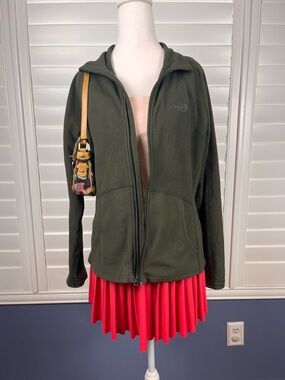 The North Face Women Olive Green Hooded Fleece Jacket Size M Streetwear Granola